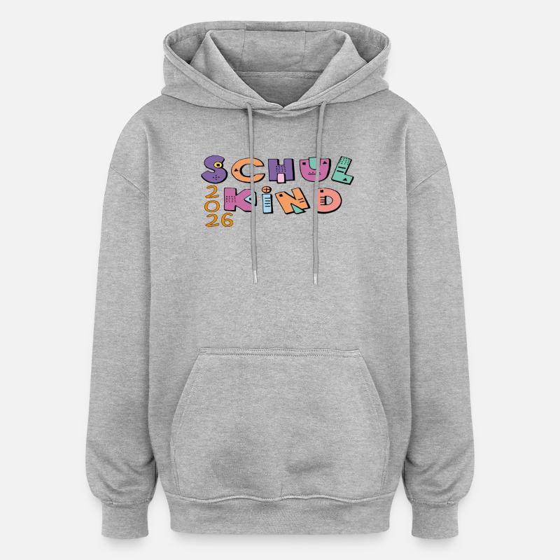 Schulkind 2026  Bunte Buchstaben - Oversized Unisex Hoodie - Grau meliert