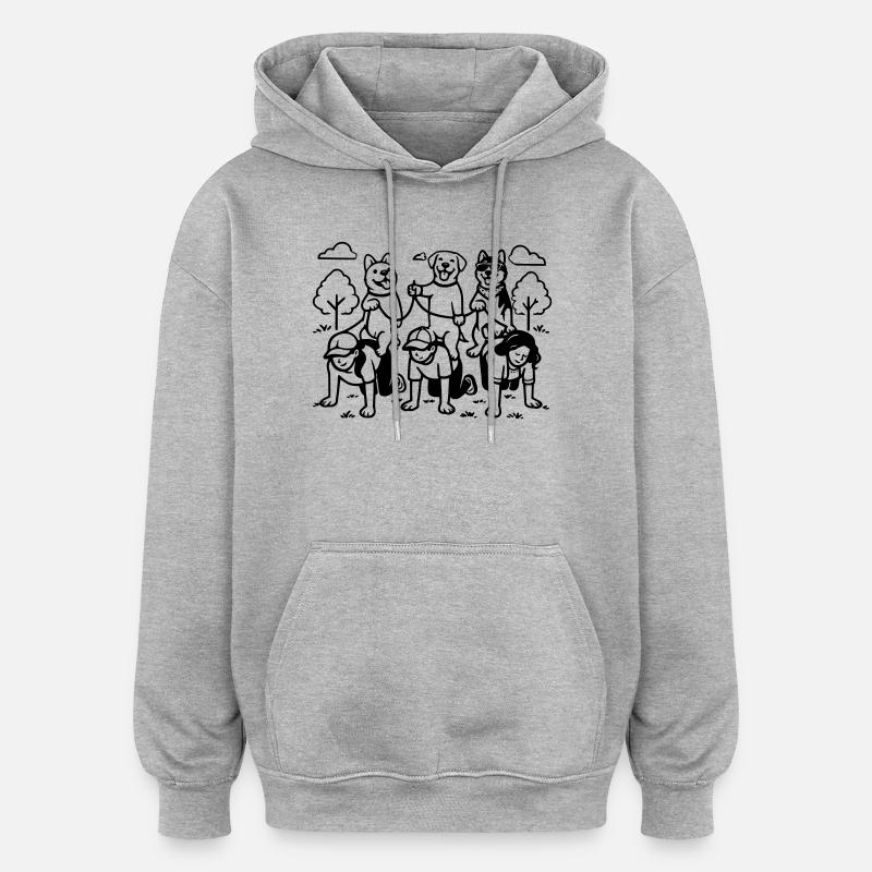 Gassi Gehen Dog Edition dog rules - Oversized Unisex Hoodie - Grau meliert