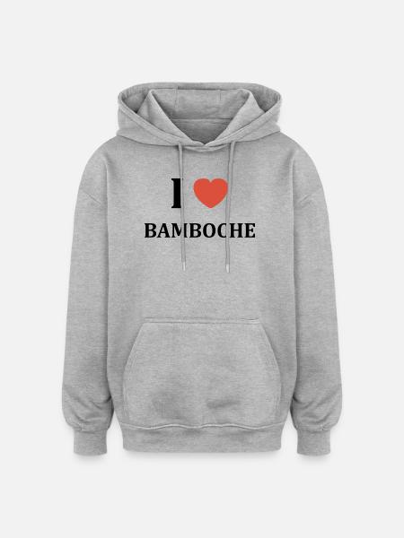 Bamboche - Sweat à capuche oversize unisexe - gris chiné