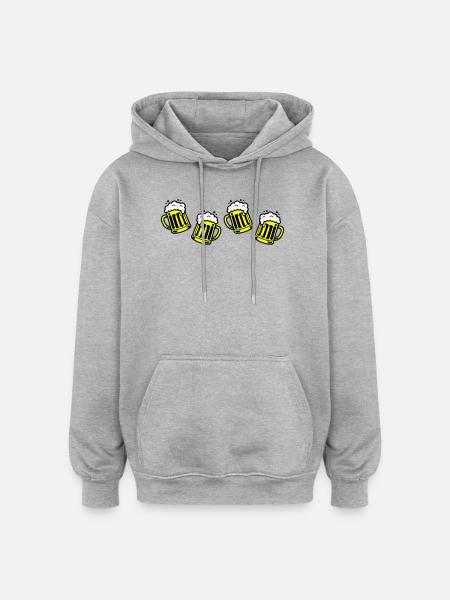Bier Bierkrug Prost Comic - Oversized Unisex Hoodie - Grau meliert