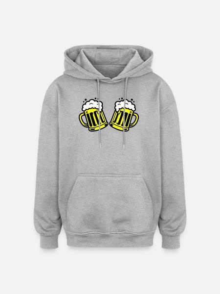 Bier Bierkrug Prost Comic - Oversized Unisex Hoodie - Grau meliert