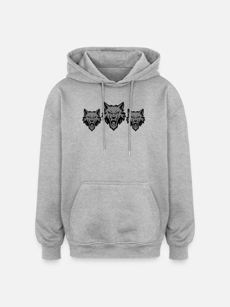 Meute d’équipe de loups - Sweat à capuche oversize unisexe - gris chiné