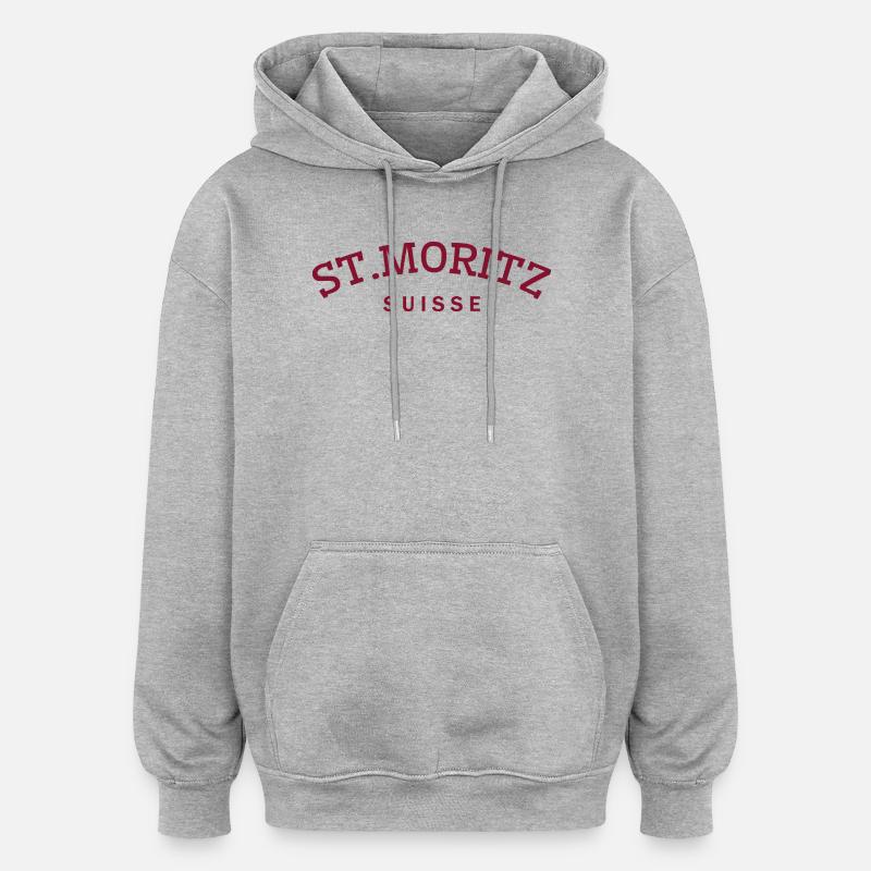 St. Moritz - Suisse - Schweiz - Swiss - Oversized Unisex Hoodie - Grau meliert