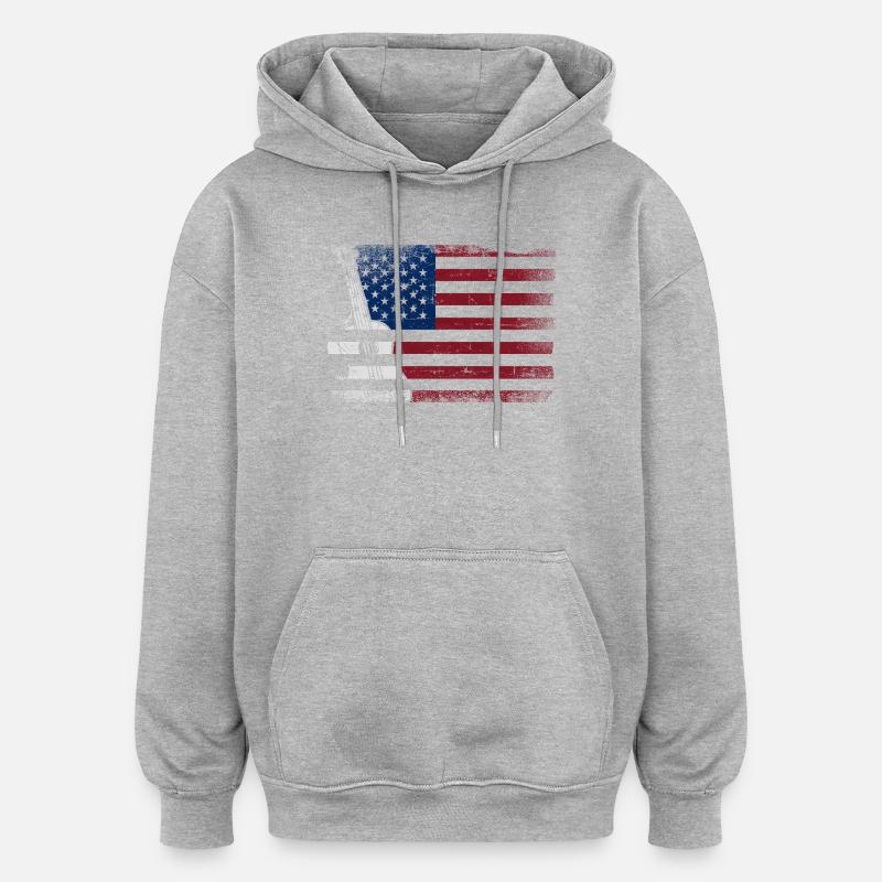 Ukulélé hawaïen Uke Drapeau américain - Sweat à capuche oversize unisexe - gris chiné