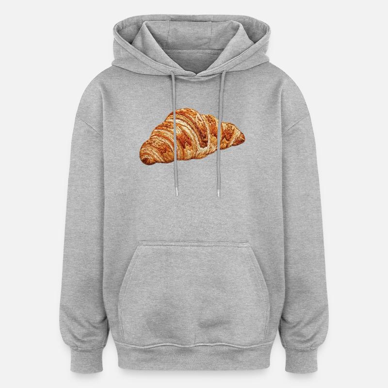 Croissant brodé (imprimé) - Sweat à capuche oversize unisexe - gris chiné