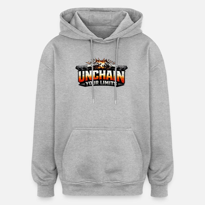 Déclaration de vélo Déchaîner vos limites - Sweat à capuche oversize unisexe - gris chiné
