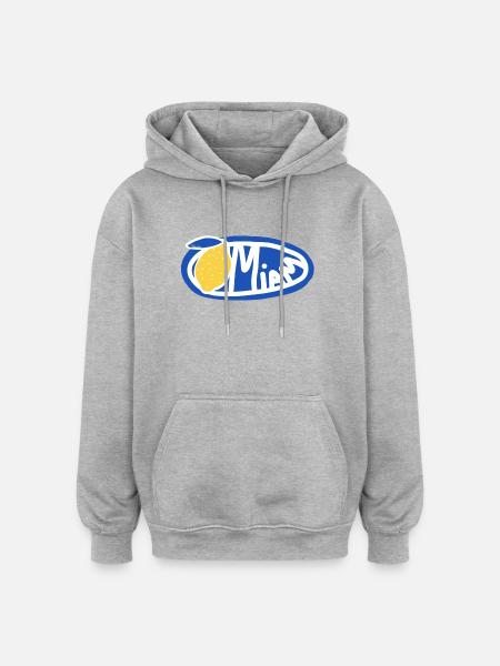 Lemon Yum Blue Retro Oval Logo - Oversized Unisex Hoodie - heather grey