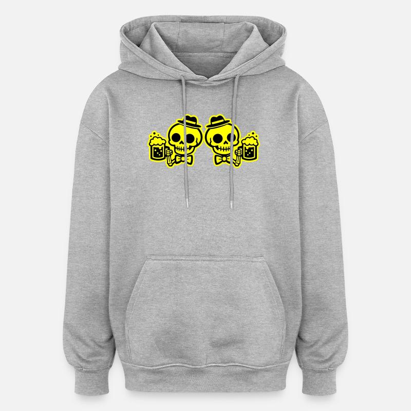 Équipe Skeleton Beer Bachelors - Sweat à capuche oversize unisexe - gris chiné