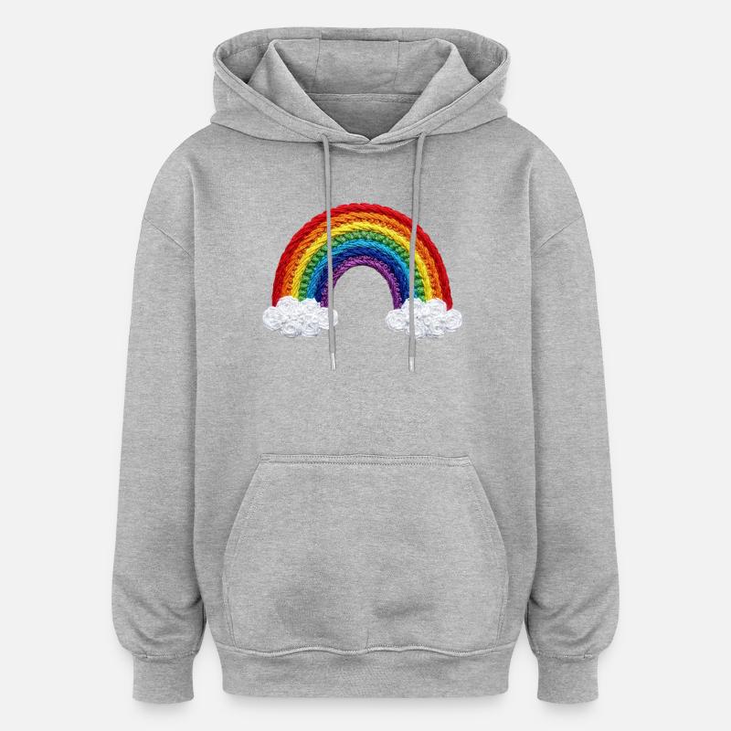 Rainbow in embroidered look (printed) - Oversized Unisex Hoodie - heather grey
