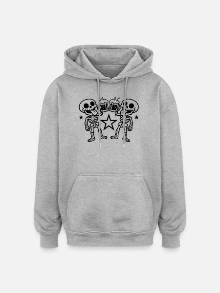 Skelett Bier Prost - Oversized Unisex Hoodie - Grau meliert