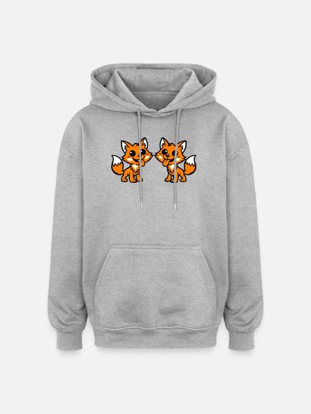 Fuchs Paar - Oversized Unisex Hoodie - Grau meliert