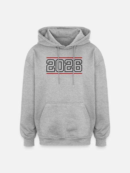 2026 Linie - Oversized Unisex Hoodie - Grau meliert