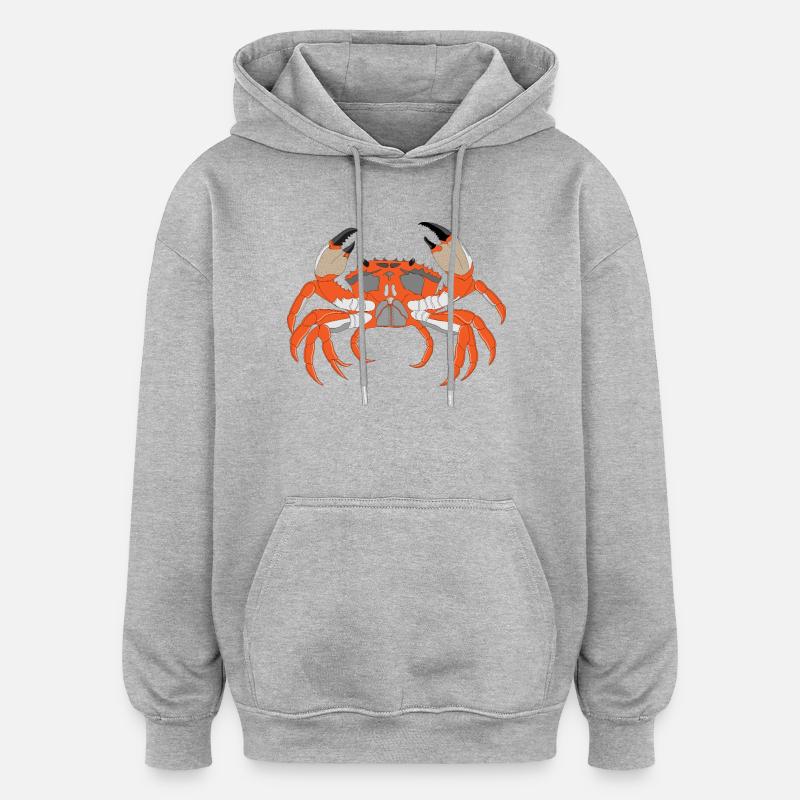 Crab Print - Oversized Unisex Hoodie - heather grey