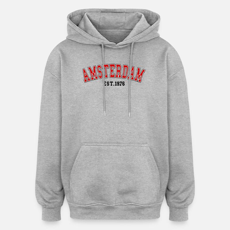 Amsterdam Est. 1976 - Sweat à capuche oversize unisexe - gris chiné