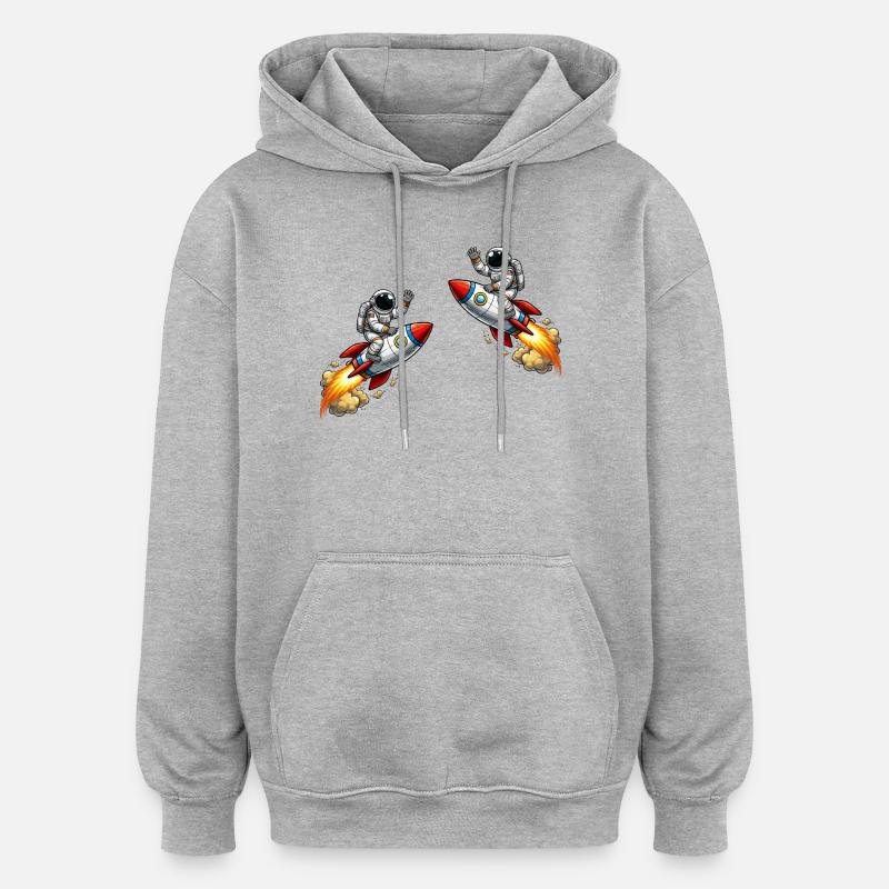 Aventure de la fusée astronaute - Sweat à capuche oversize unisexe - gris chiné