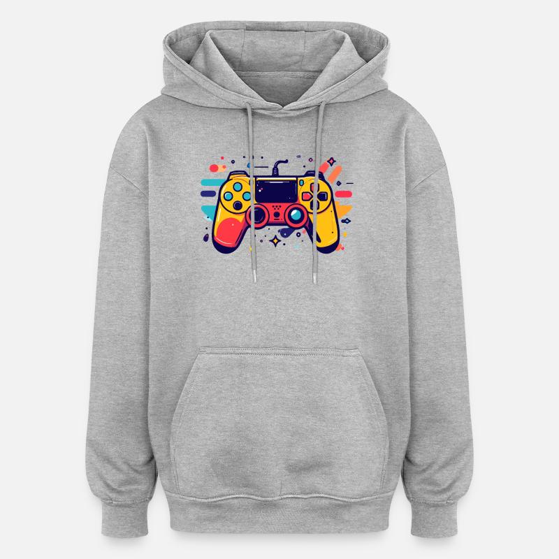 Farbiger Spielcontroller Gaming Popkunst Motiv - Oversized Unisex Hoodie - Grau meliert