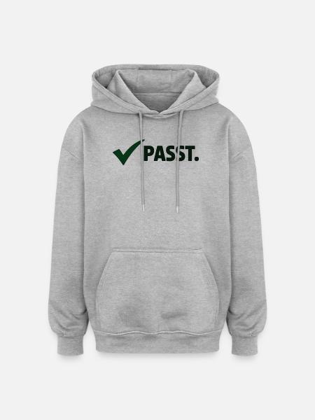 Passt. Minimal Meme Statement T-Shirt - Oversized Unisex Hoodie - Grau meliert