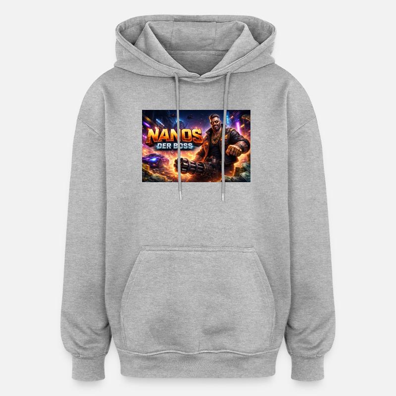 Nanos du Bøss - Sweat à capuche oversize unisexe - gris chiné