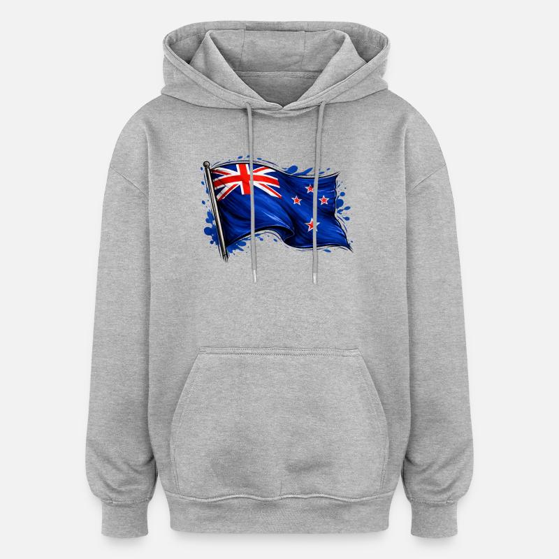 drapeau de la Nouvelle-Zélande - Sweat à capuche oversize unisexe - gris chiné