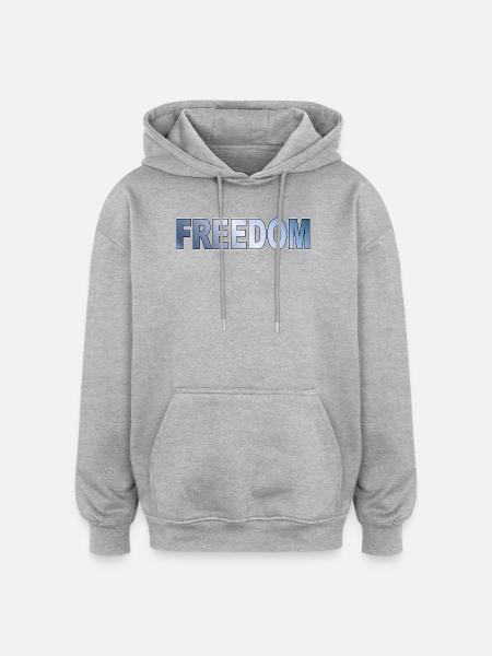 Freedom Typografie Statement Design - Oversized Unisex Hoodie - Grau meliert