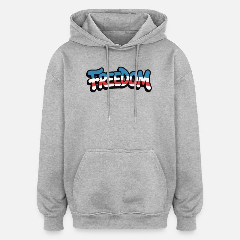 Freedom Typografie Statement Design - Oversized Unisex Hoodie - Grau meliert