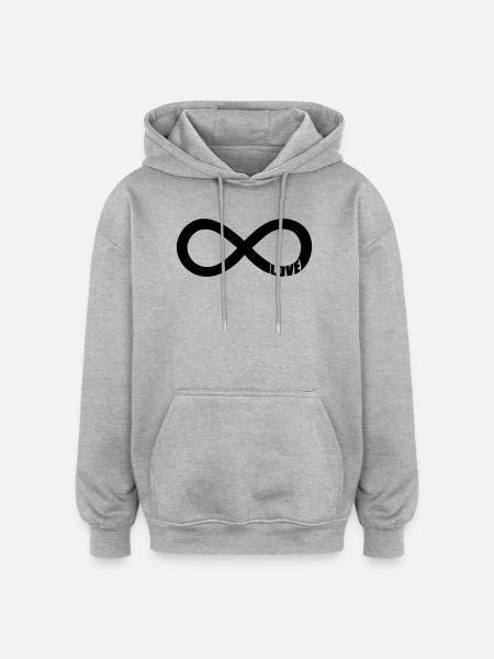 Infinity Love Symbol - Black - Oversized Unisex Hoodie - heather grey