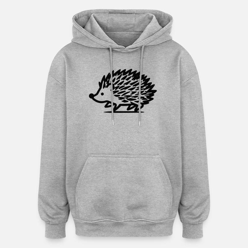 Petit hérisson - Sweat à capuche oversize unisexe - gris chiné