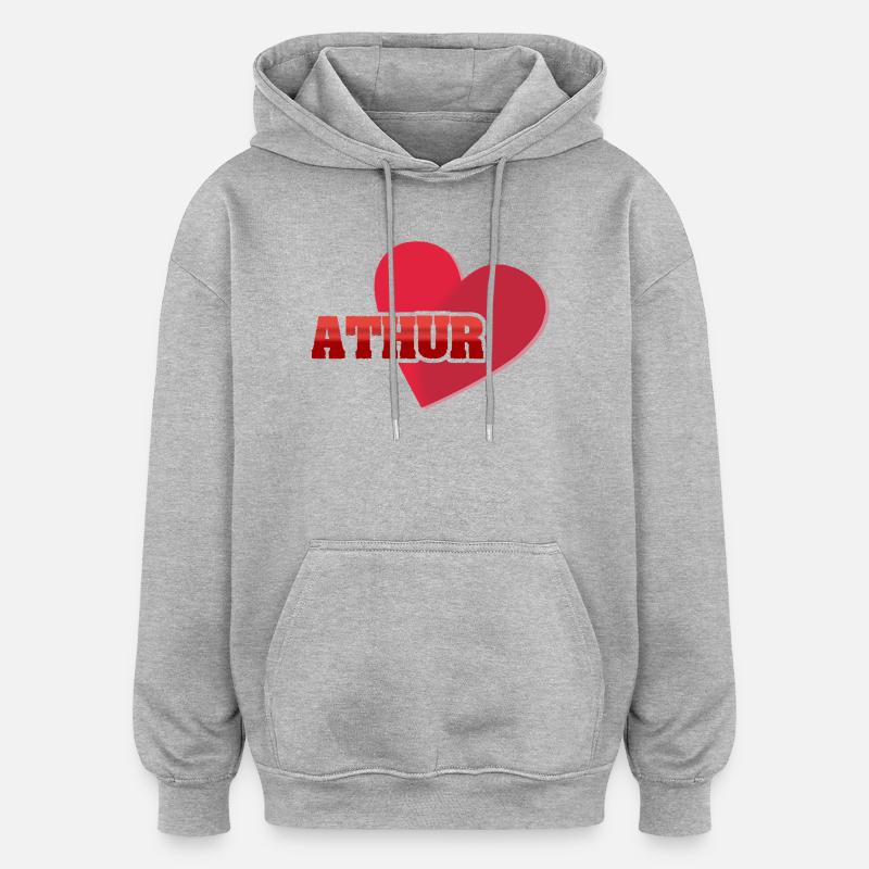 Athur comme prénom - Sweat à capuche oversize unisexe - gris chiné