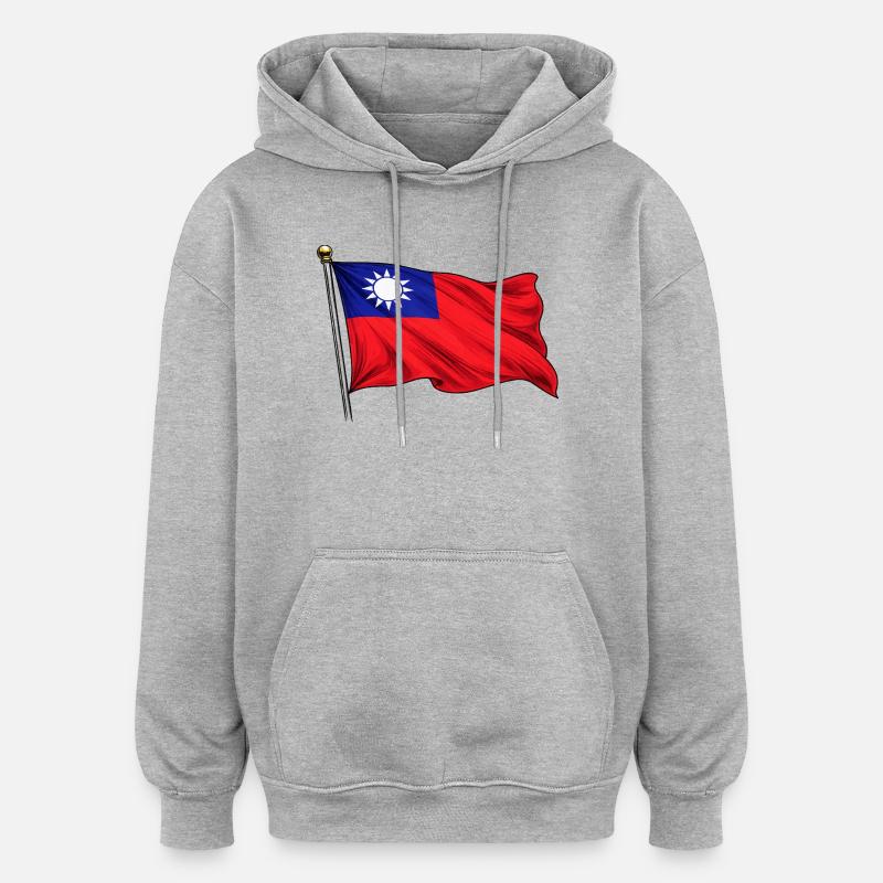 Drapeau de Taïwan - Sweat à capuche oversize unisexe - gris chiné