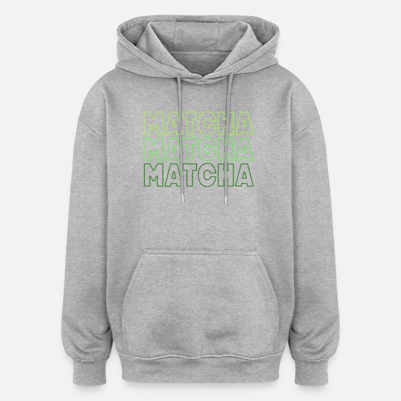 Le Matcha - Sweat à capuche oversize unisexe - gris chiné