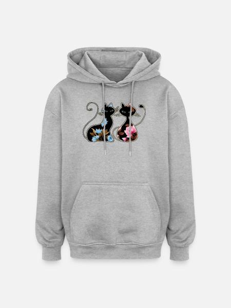 Cats - Oversized Unisex Hoodie - heather grey