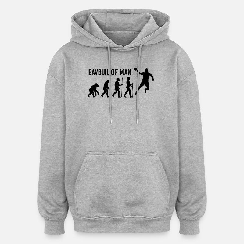 Evolution des Menschen Sprung - Oversized Unisex Hoodie - Grau meliert