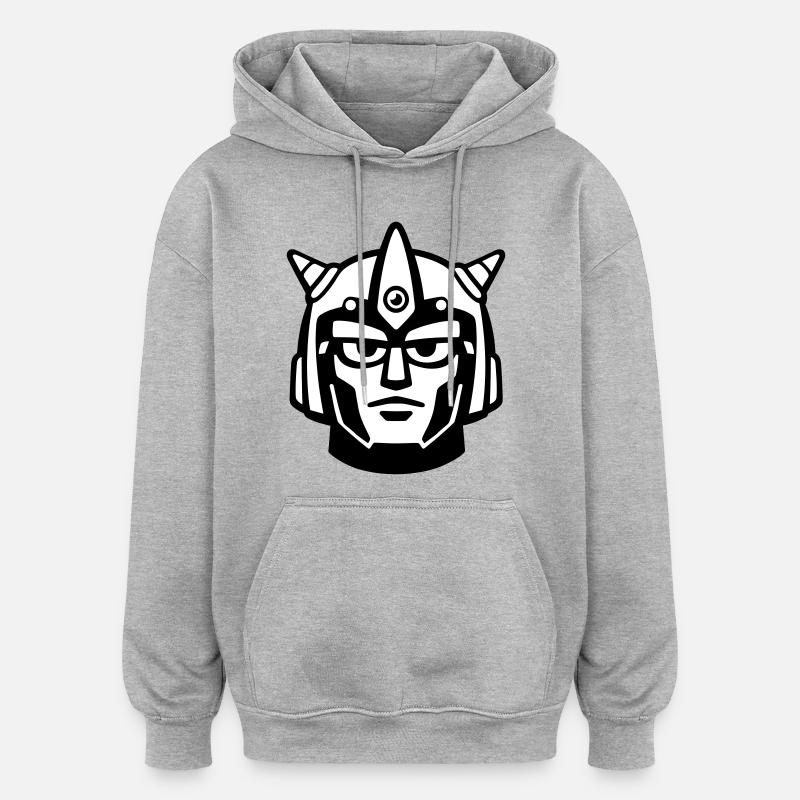 Doomforge Roboter Gesichtshelm - Oversized Unisex Hoodie - Grau meliert