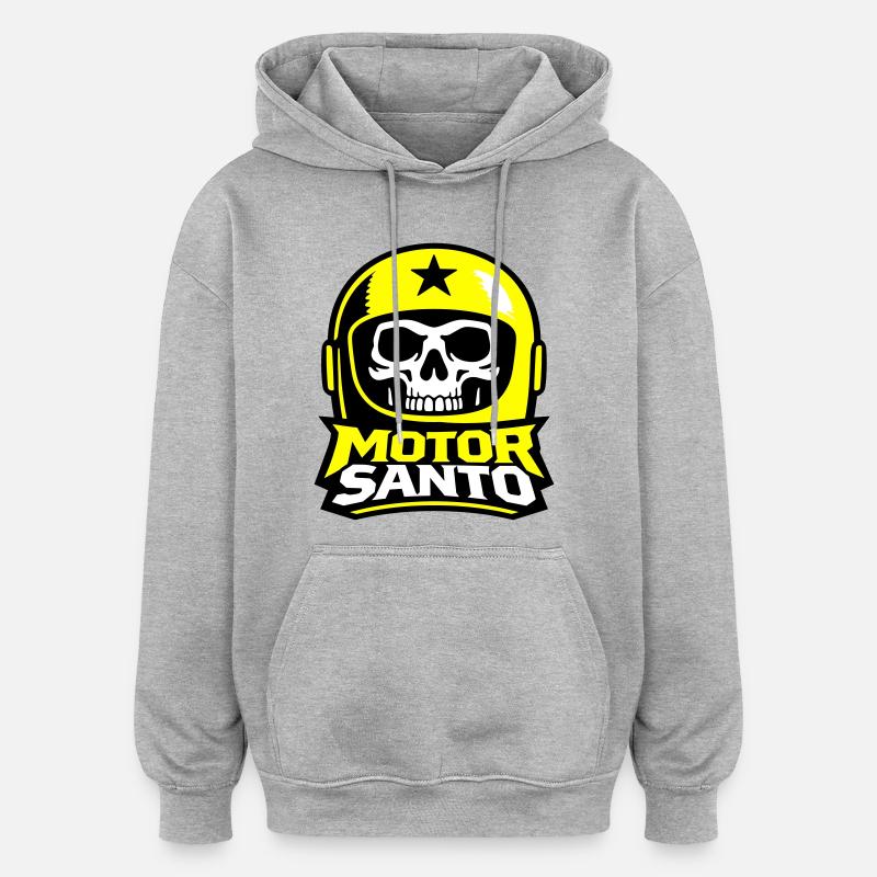 Motor Santo Schädel Logo - Oversized Unisex Hoodie - Grau meliert