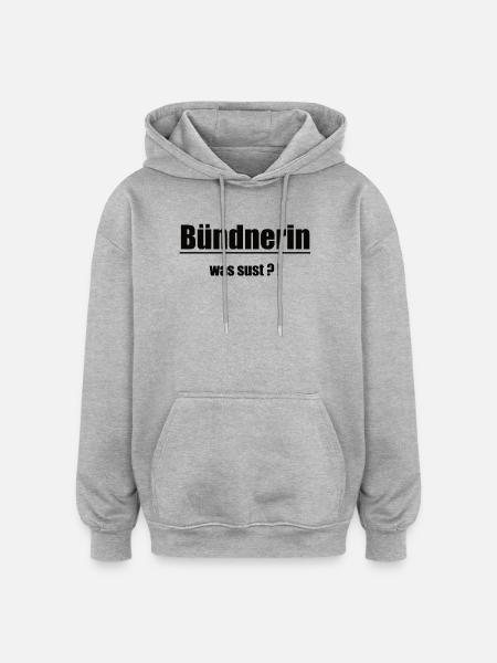 Bündnerin Was Sust Design - Oversized Unisex Hoodie - Grau meliert
