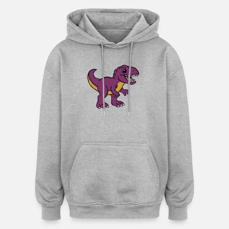 Dino - Sweat à capuche oversize unisexe - gris chiné
