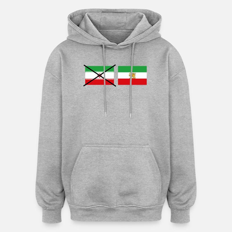 Design graphique du drapeau iranien traversé - Sweat à capuche oversize unisexe - gris chiné