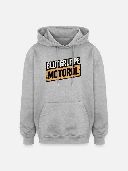 Blutgruppe Motoröl Schrauber Design - Oversized Unisex Hoodie - Grau meliert