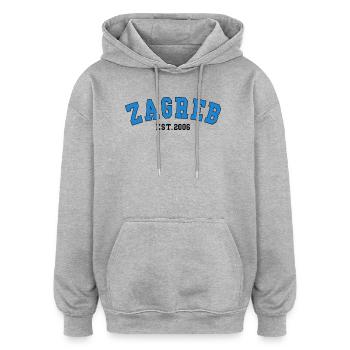Zagreb gegründet 2006 - Oversized Unisex Hoodie - Grau meliert - Vorne - Noah (186cm)