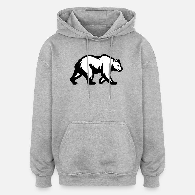 Silhouette d’ours en marche, symbole nature - Sweat à capuche oversize unisexe - gris chiné