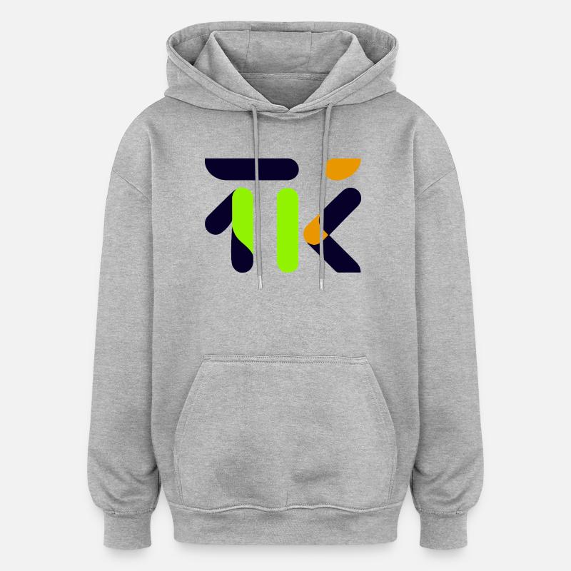 Glyphe abstrait de chaux néon - Sweat à capuche oversize unisexe - gris chiné