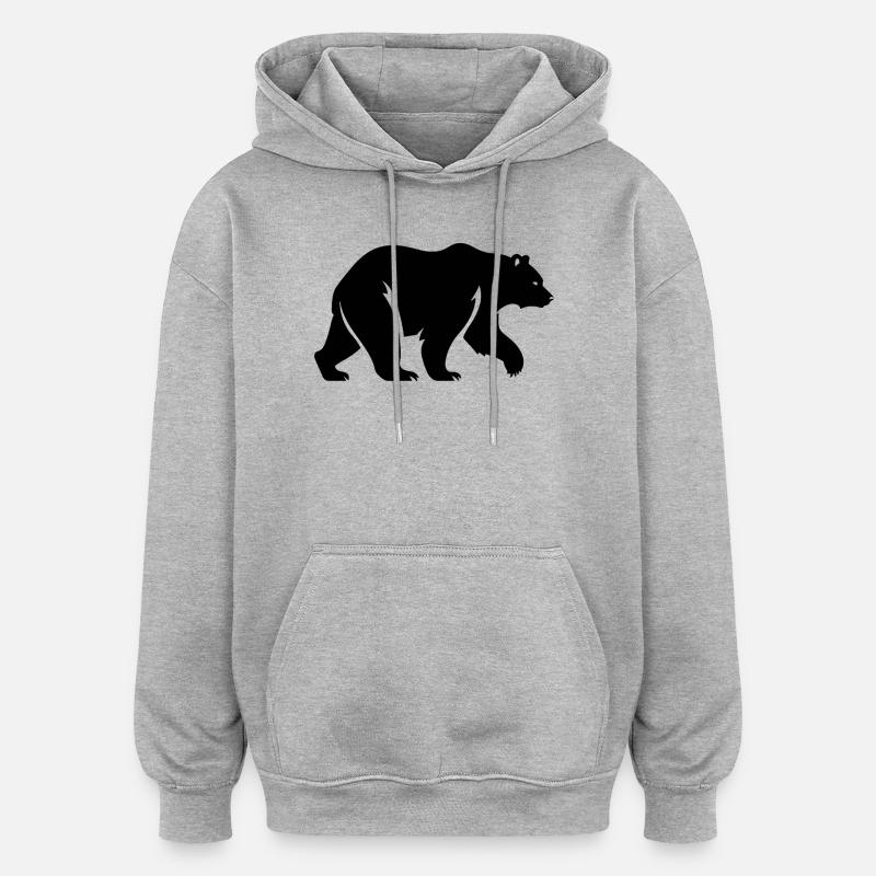 Ours en silhouette, minimalisme et sérénité - Sweat à capuche oversize unisexe - gris chiné
