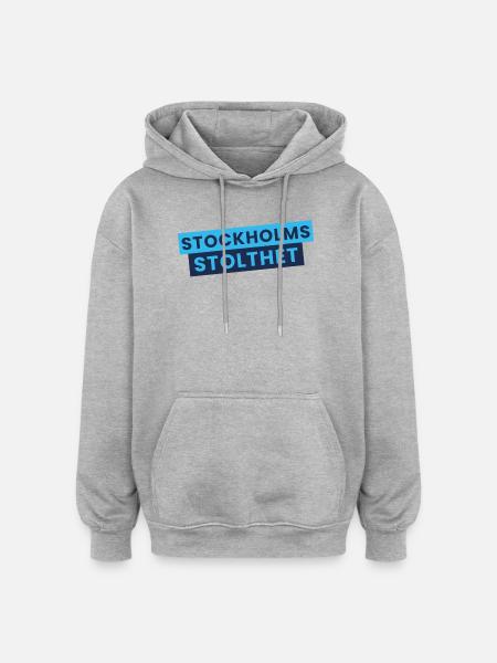 Stockholms Pride blue contrast design - Oversized Unisex Hoodie - heather grey