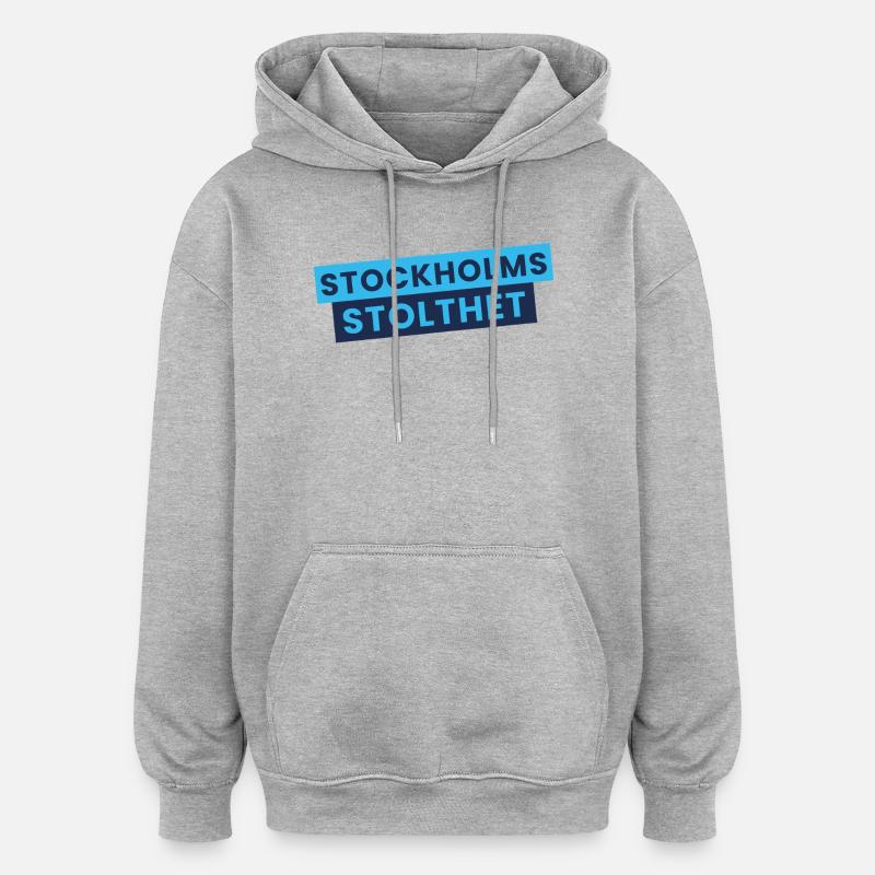 Design contrastant bleu Stockholms Pride - Sweat à capuche oversize unisexe - gris chiné