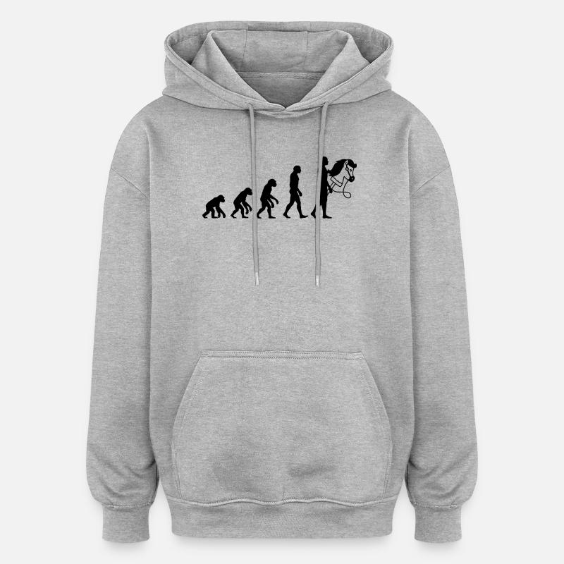 EVOLUTION HOBBYHORSING! STECKENPFERD LIEBE - Oversized Unisex Hoodie - Grau meliert
