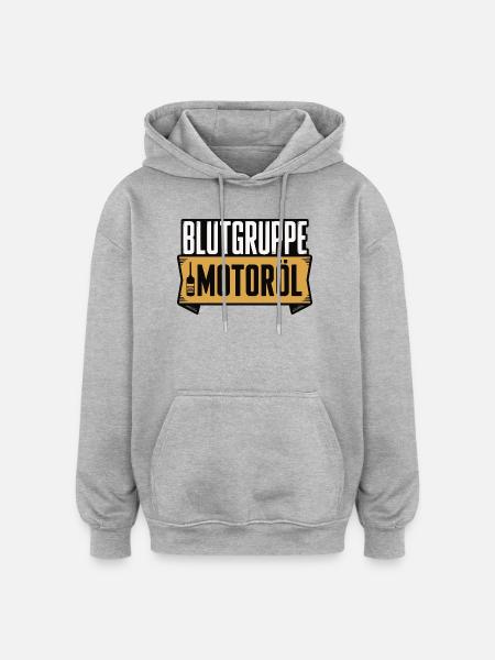 Blutgruppe Motoröl Schrauber Design - Oversized Unisex Hoodie - Grau meliert