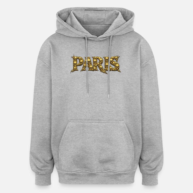 Police de CRÂNE de PARIS - Sweat à capuche oversize unisexe - gris chiné