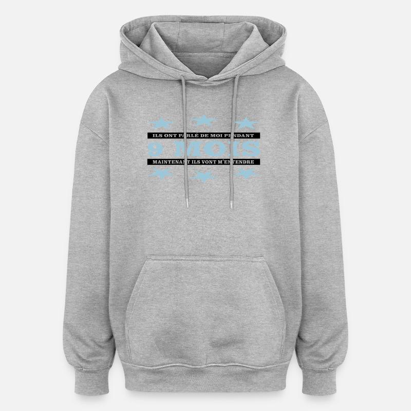 9 Monate - Oversized Unisex Hoodie - Grau meliert