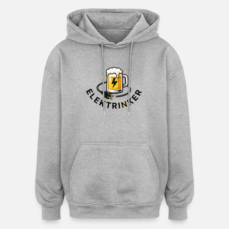 Elektrinker – Roligt uttryck Elektriker & Öl - Oversized luvtröja unisex - gråmelerad