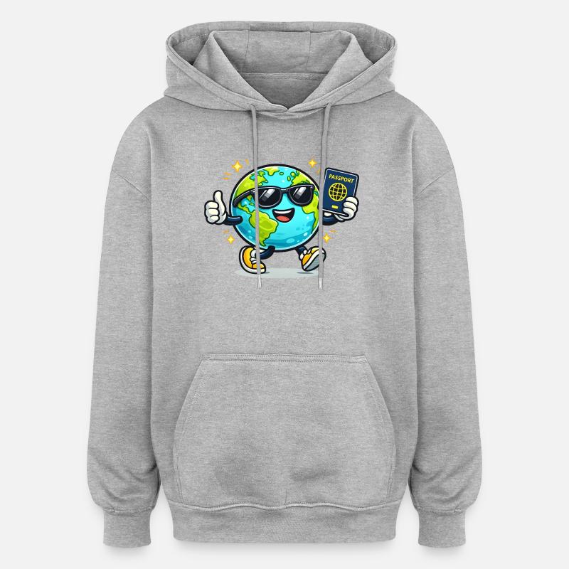 Aventure du Globe Buddy Passport - Sweat à capuche oversize unisexe - gris chiné